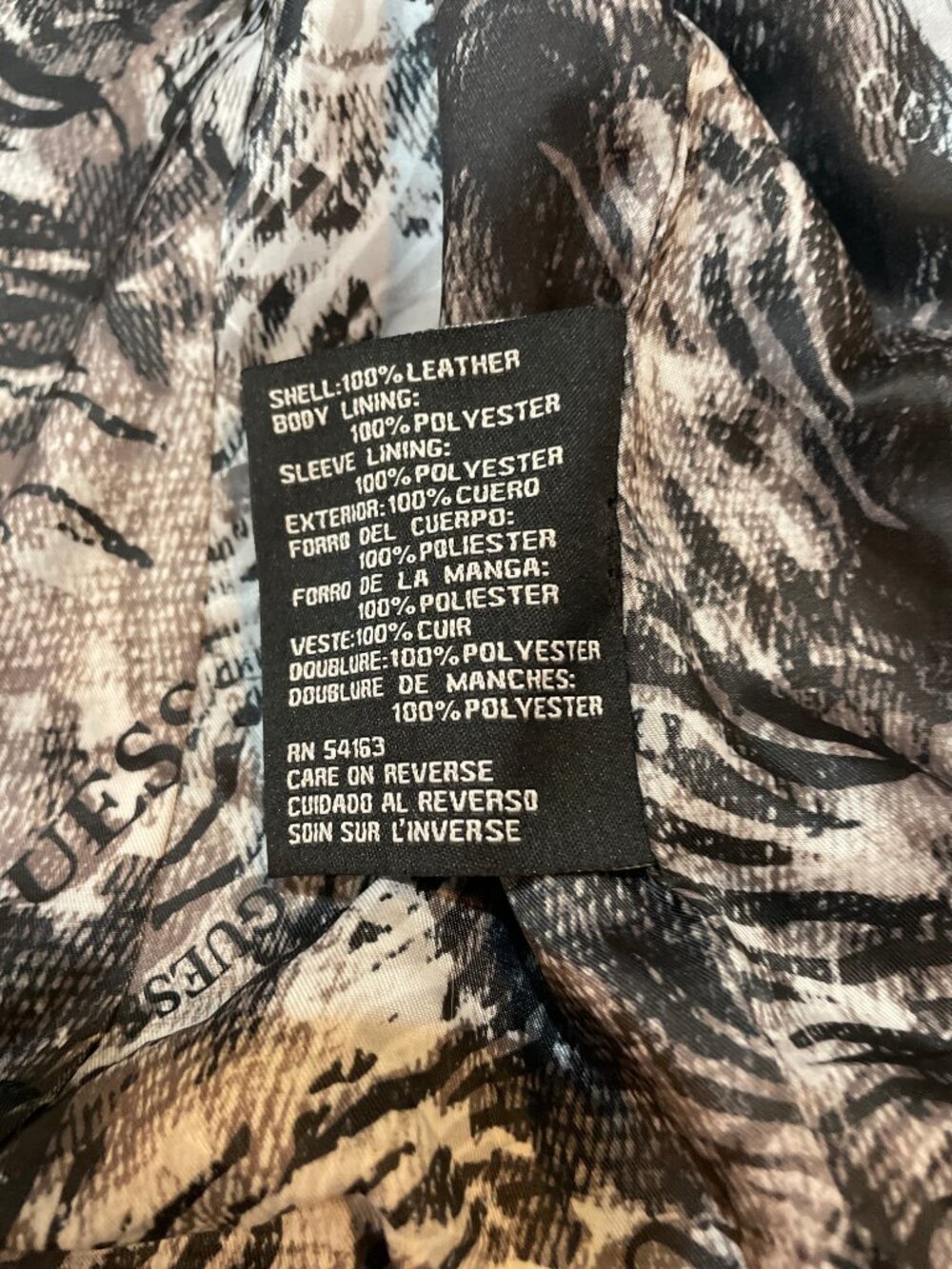 Guess Black Leather Moto Jacket Womens Medium Biker Asymmetrical Zip - Picture 9 of 11